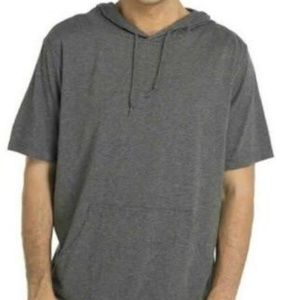 Men’s gray hooded short sleeve T shirt